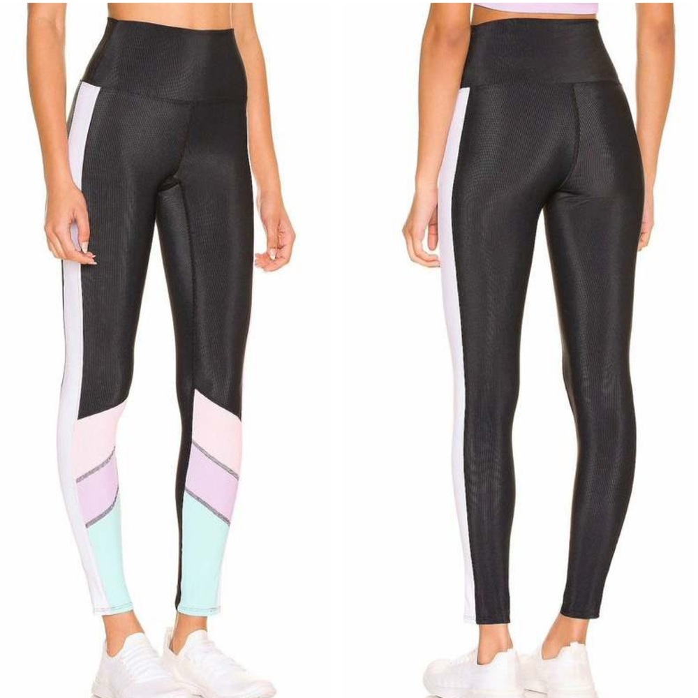 Beach Riot Bailey Ribbed Pastel Black Color block Leggings Small